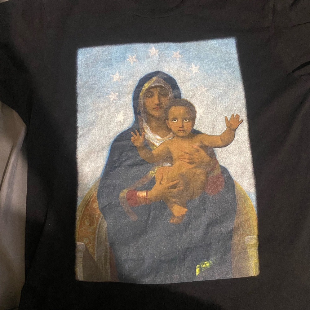 Mens Black Graphic Denim Tears tee